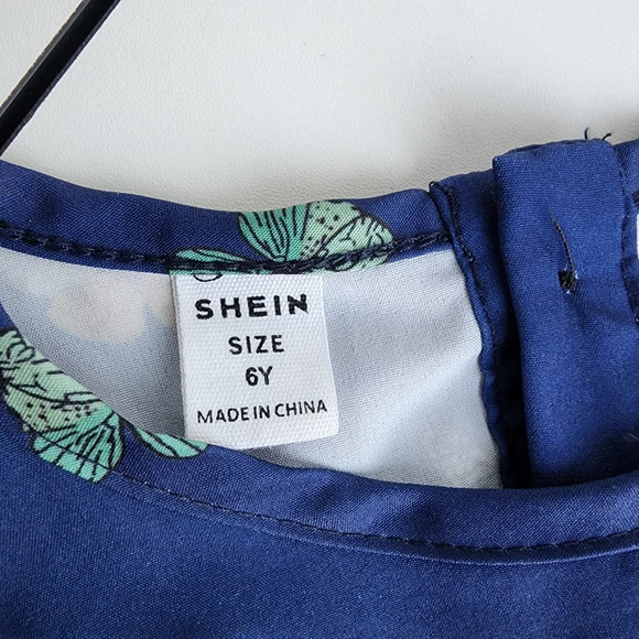 Shein Girls Dress Butterfly Ruffle Sleeve Layered Blue Print Sz 6 years 6Y - Picture 4 of 7